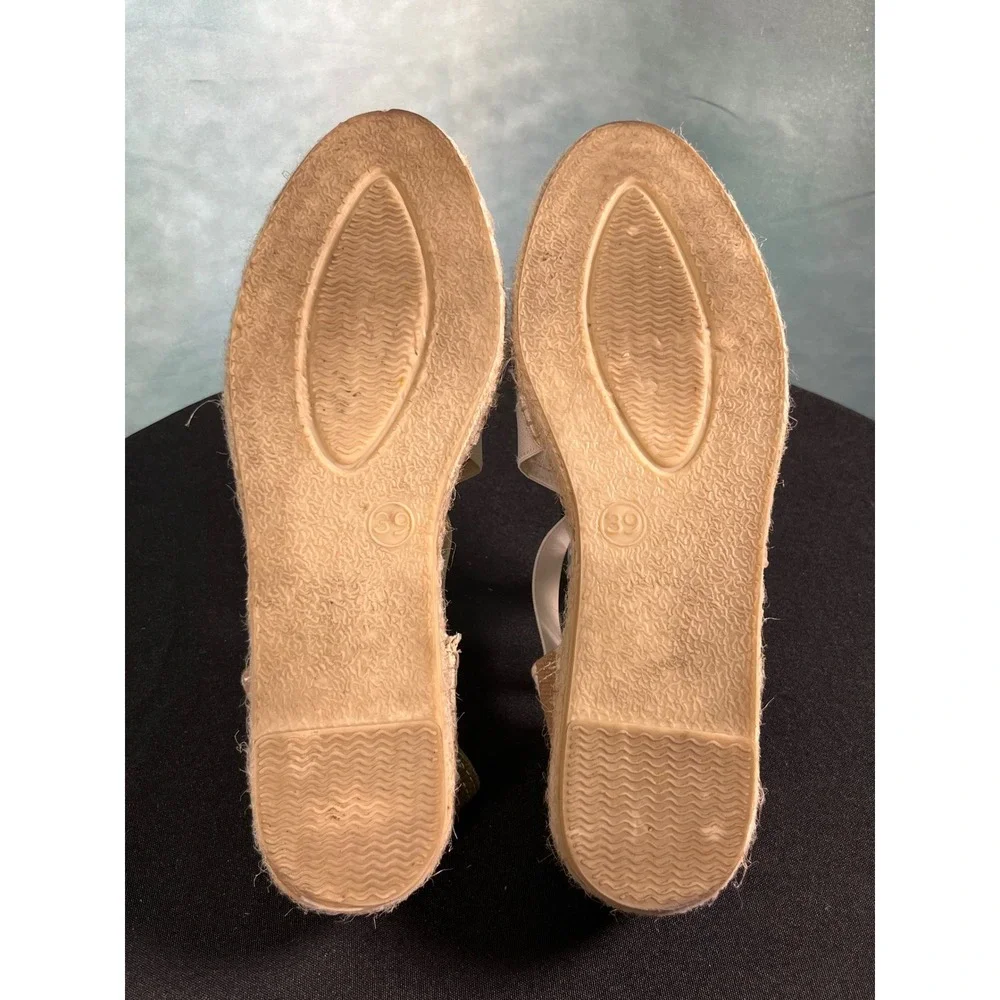 2Espadrilles‎ Women Striped Canvas Elastic Strap Espadrille Flats Olive Tan 39
